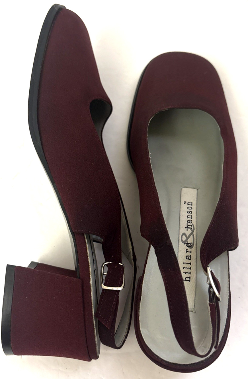 Holler & Hanson Taren Vtg Square Toe Sude Burgandy Heels Size 7.5